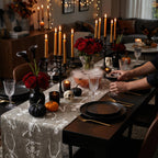Hand Felted Wool Halloween Skeleton Table Runner - 16x72" Arcadia Home
