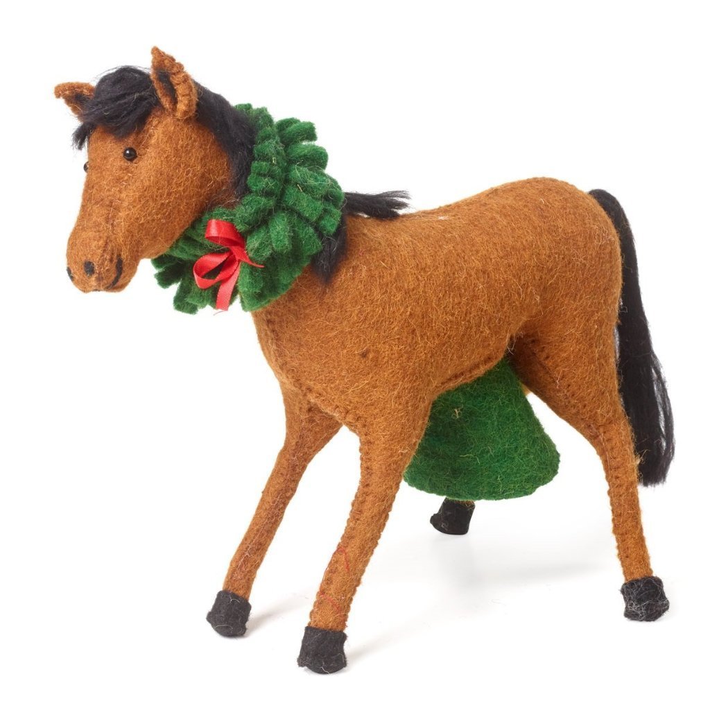 Hand Felted Wool Horse Wreath Christmas Tree Topper Arcadia Home - Che Cose Belle