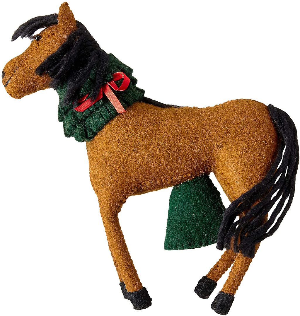 Hand Felted Wool Horse Wreath Christmas Tree Topper Arcadia Home - Che Cose Belle