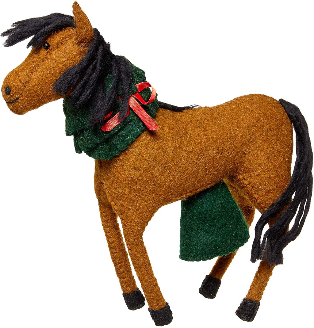 Hand Felted Wool Horse Wreath Christmas Tree Topper Arcadia Home