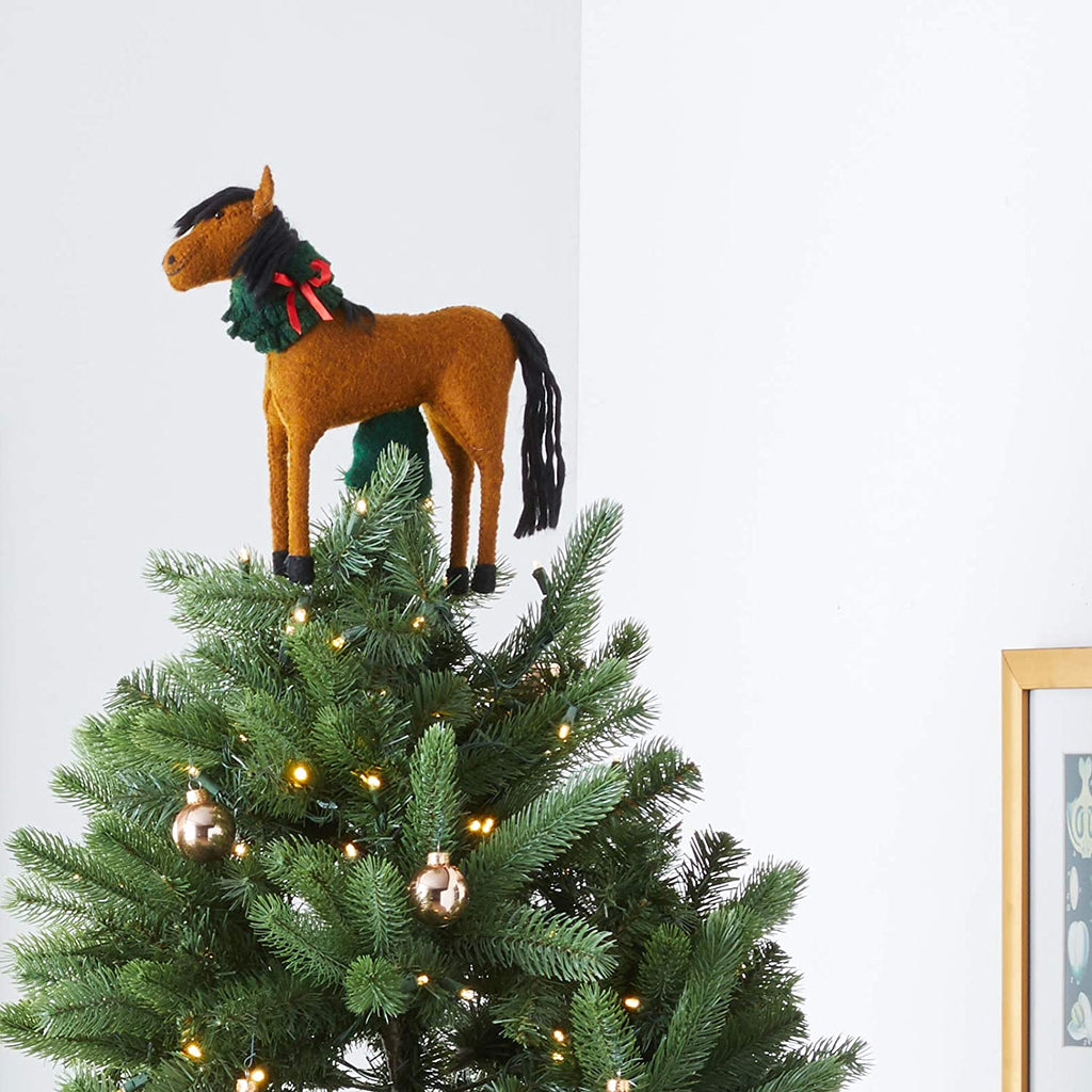 Hand Felted Wool Horse Wreath Christmas Tree Topper Arcadia Home