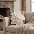 Hand Felted Wool Pillow - 3D Flower Cream Gray - 20" Arcadia Home - Che Cose Belle