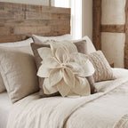 Hand Felted Wool Pillow - 3D Flower Cream Gray - 20" Arcadia Home - Che Cose Belle
