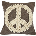 Hand Felted Wool Pillow Cover, Cream Peace Sign Gray, 20" Arcadia Home - Che Cose Belle