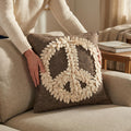 Hand Felted Wool Pillow Cover, Cream Peace Sign Gray, 20" Arcadia Home - Che Cose Belle