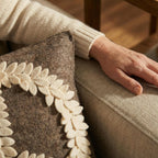 Hand Felted Wool Pillow Cover, Cream Peace Sign Gray, 20" Arcadia Home - Che Cose Belle