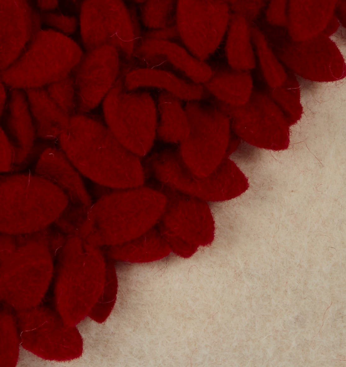Hand Felted Wool Pillow Cover - Red Heart Cream - 20" Arcadia Home - Che Cose Belle