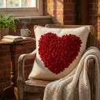 Hand Felted Wool Pillow Cover - Red Heart Cream - 20" Arcadia Home - Che Cose Belle