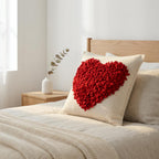 Hand Felted Wool Pillow Cover - Red Heart Cream - 20" Arcadia Home - Che Cose Belle