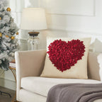 Hand Felted Wool Pillow Cover - Red Heart Cream - 20" Arcadia Home - Che Cose Belle
