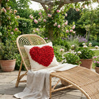 Hand Felted Wool Pillow Cover - Red Heart Cream - 20" Arcadia Home - Che Cose Belle