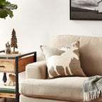 Hand Felted Wool Pillow - Cream Moose Silhouette Gray - 20" Arcadia Home - Che Cose Belle