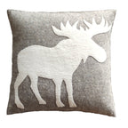 Hand Felted Wool Pillow - Cream Moose Silhouette Gray - 20" Arcadia Home - Che Cose Belle