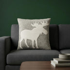 Hand Felted Wool Pillow - Cream Moose Silhouette Gray - 20" Arcadia Home - Che Cose Belle
