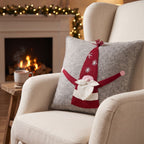 Hand Felted Wool Pillow - Gnome Red Sequin Hat - 20" Arcadia Home - Che Cose Belle