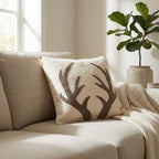 Hand Felted Wool Pillow - Gray Antlers Cream - 20" Arcadia Home