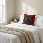 Hand Felted Wool Pillow, Green Peace Sign Red‚ 20" Arcadia Home