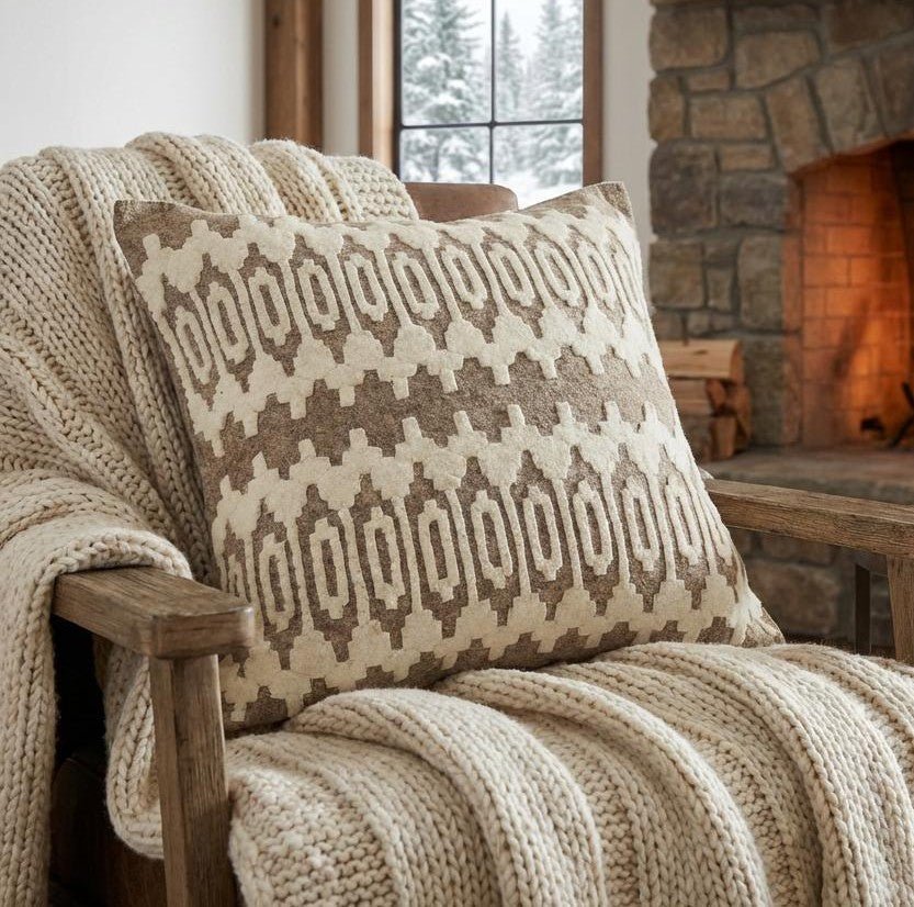 Hand Felted Wool Pillow - Scandinavian Design Gray - 20" Arcadia Home - Che Cose Belle