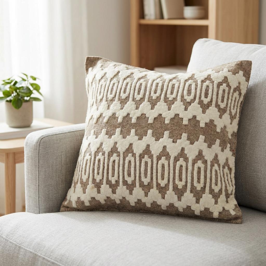 Hand Felted Wool Pillow - Scandinavian Design Gray - 20" Arcadia Home - Che Cose Belle