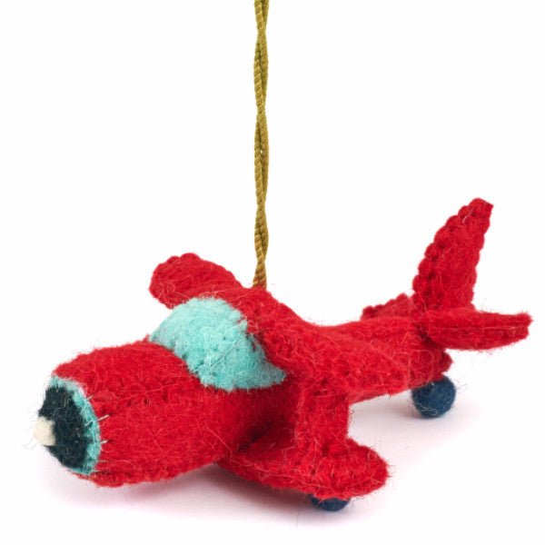 Hand Felted Wool Red Biplane Christmas Ornament Arcadia Home - Che Cose Belle