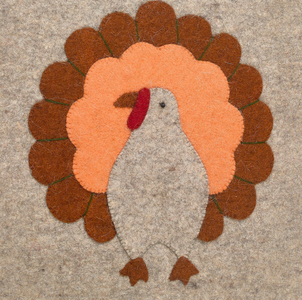 Hand Felted Wool Thanksgiving Turkey Table Runner - 16x44" Arcadia Home