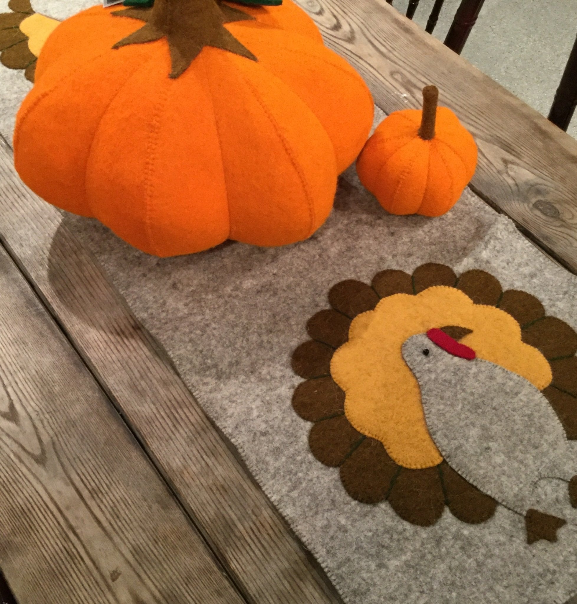 Hand Felted Wool Thanksgiving Turkey Table Runner - 16x44" Arcadia Home - Che Cose Belle