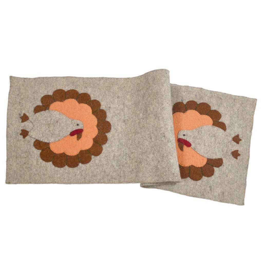 Hand Felted Wool Thanksgiving Turkey Table Runner - 16x44" Arcadia Home - Che Cose Belle