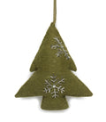 Hand Felted Wool Tree-Ornament -Green White Hand Beading Arcadia Home