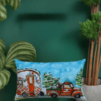 Hand Illustrated Christmas Cravan Holiday Pillow (14"X20") - Che Cose Belle