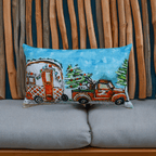Hand Illustrated Christmas Cravan Holiday Pillow (14"X20") - Che Cose Belle