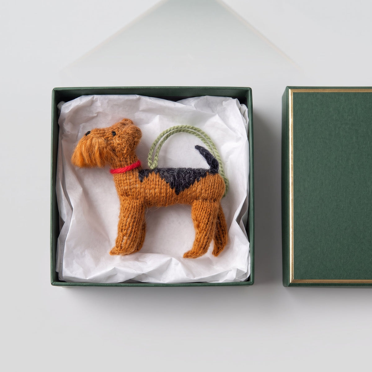 Hand Knit Alpaca Wool Christmas Ornament - Airedale Dog Arcadia Home - Che Cose Belle