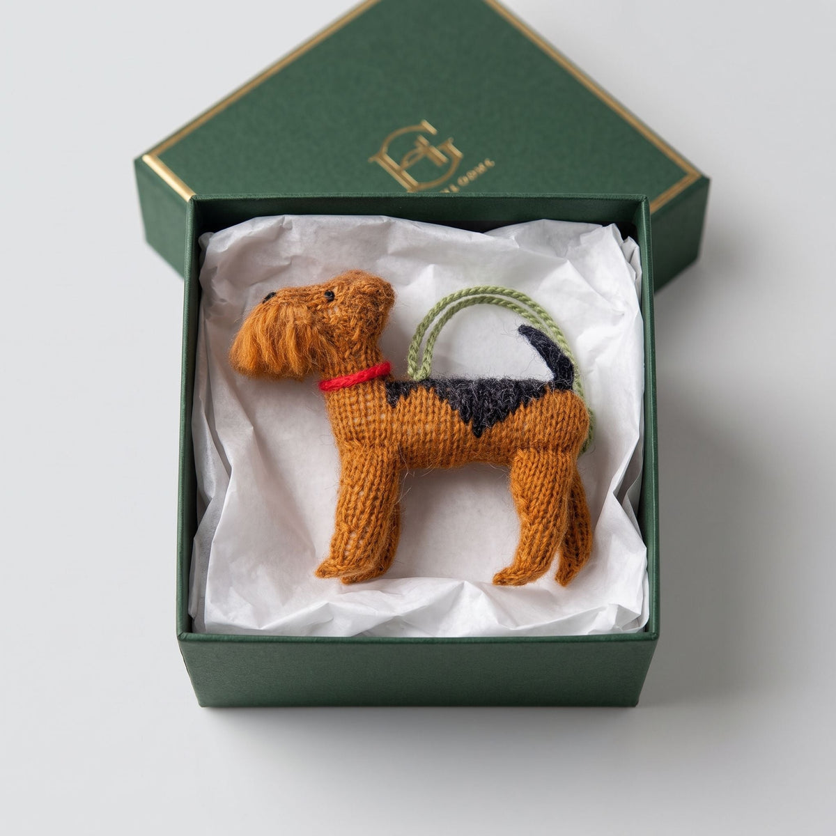 Hand Knit Alpaca Wool Christmas Ornament - Airedale Dog Arcadia Home - Che Cose Belle