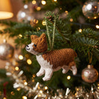 Hand Knit Alpaca Wool Christmas Ornament - Corgi Dog Arcadia Home