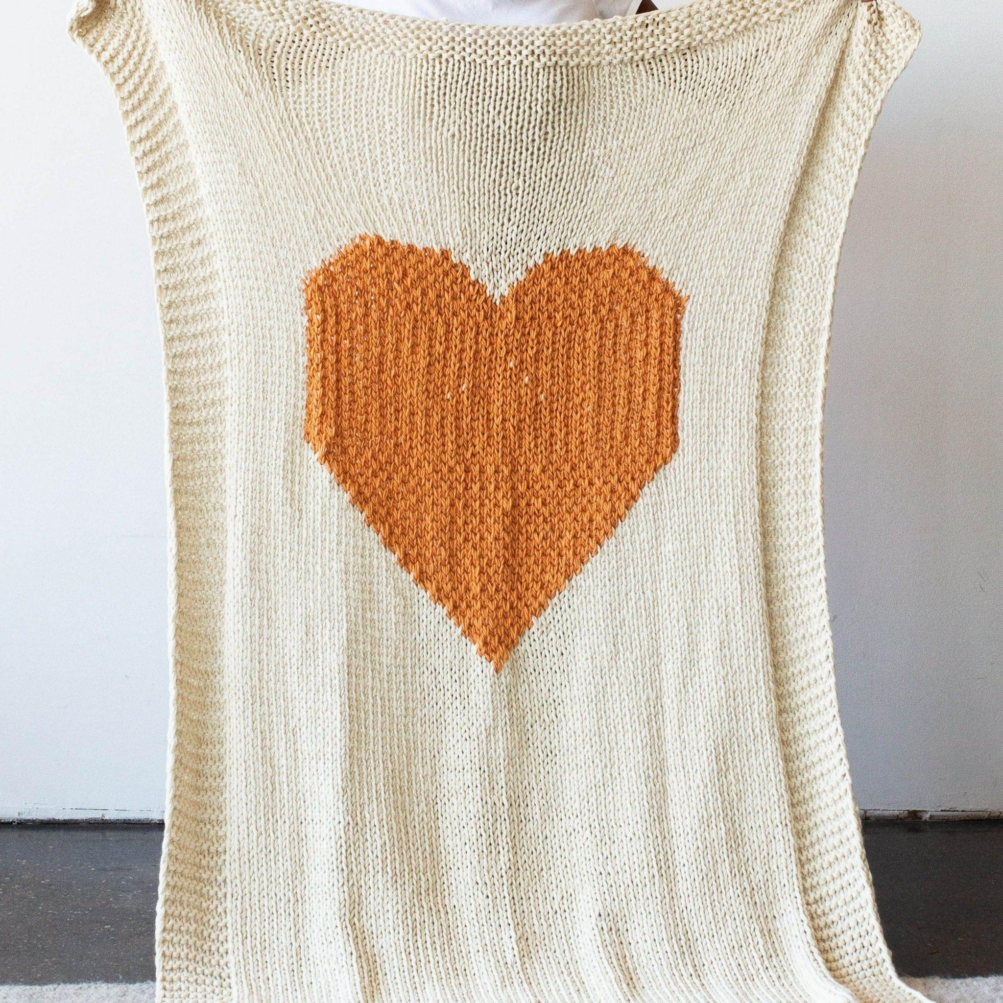 Hand - Knitted Merino Wool Heart Throw Blanket - Che Cose Belle