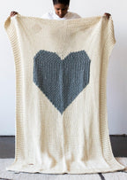 Hand - Knitted Merino Wool Heart Throw Blanket - Che Cose Belle