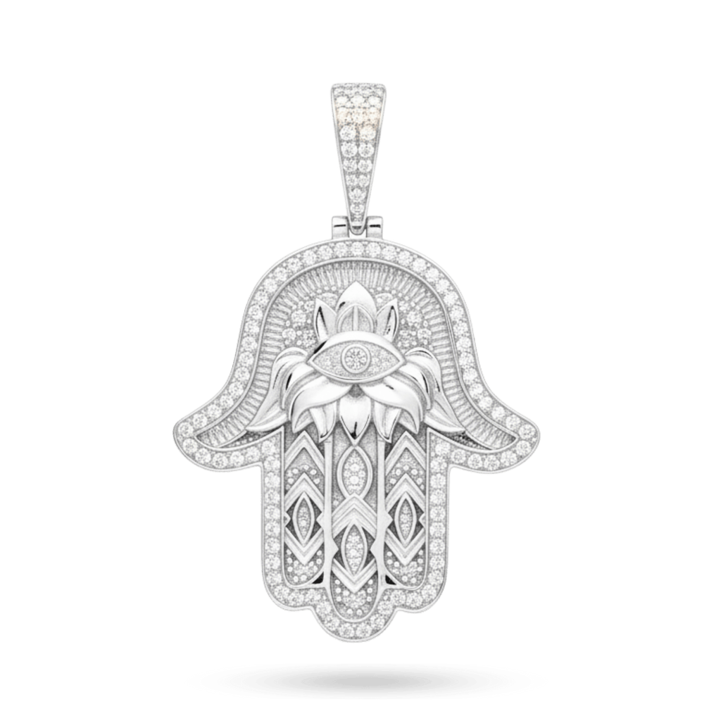 Hand of Fatima - Moissanite 925 Sterling Silver Pendant - Che Cose Belle