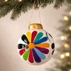 Hand-Painted Ceramic Colorful Sphere Boho Flower Ornament - Mexico - Che Cose Belle