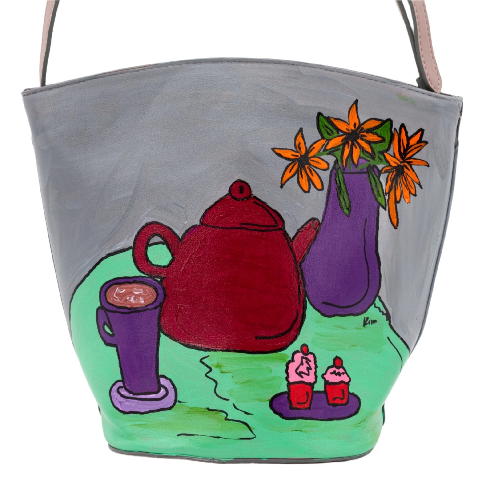 Hand-Painted Coffee & Ice Cream Repurposed Purse | 12" x 3" x 9" | The Painted Attic - Che Cose Belle