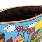 Hand-Painted Village Repurposed Purse | 10" x 3" x 7" | The Painted Attic - Che Cose Belle