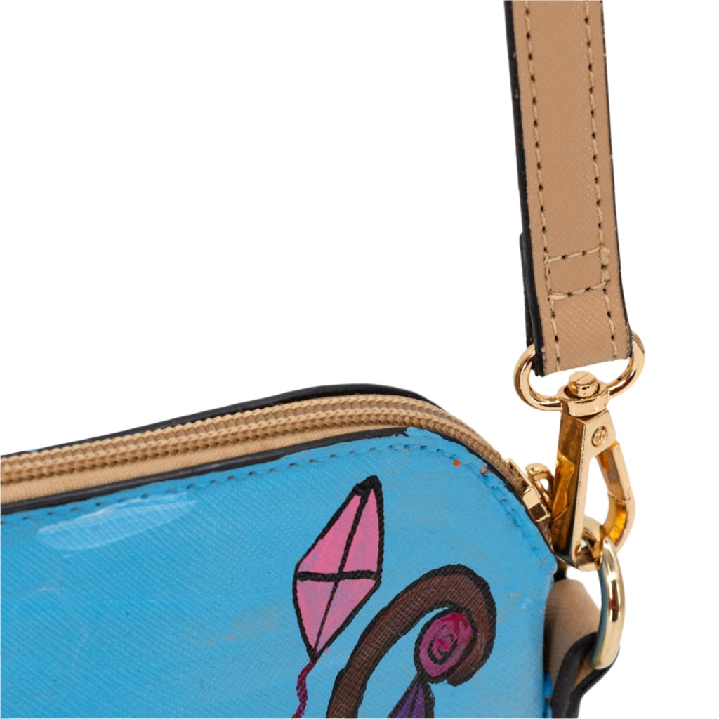Hand-Painted Village Repurposed Purse | 10" x 3" x 7" | The Painted Attic - Che Cose Belle