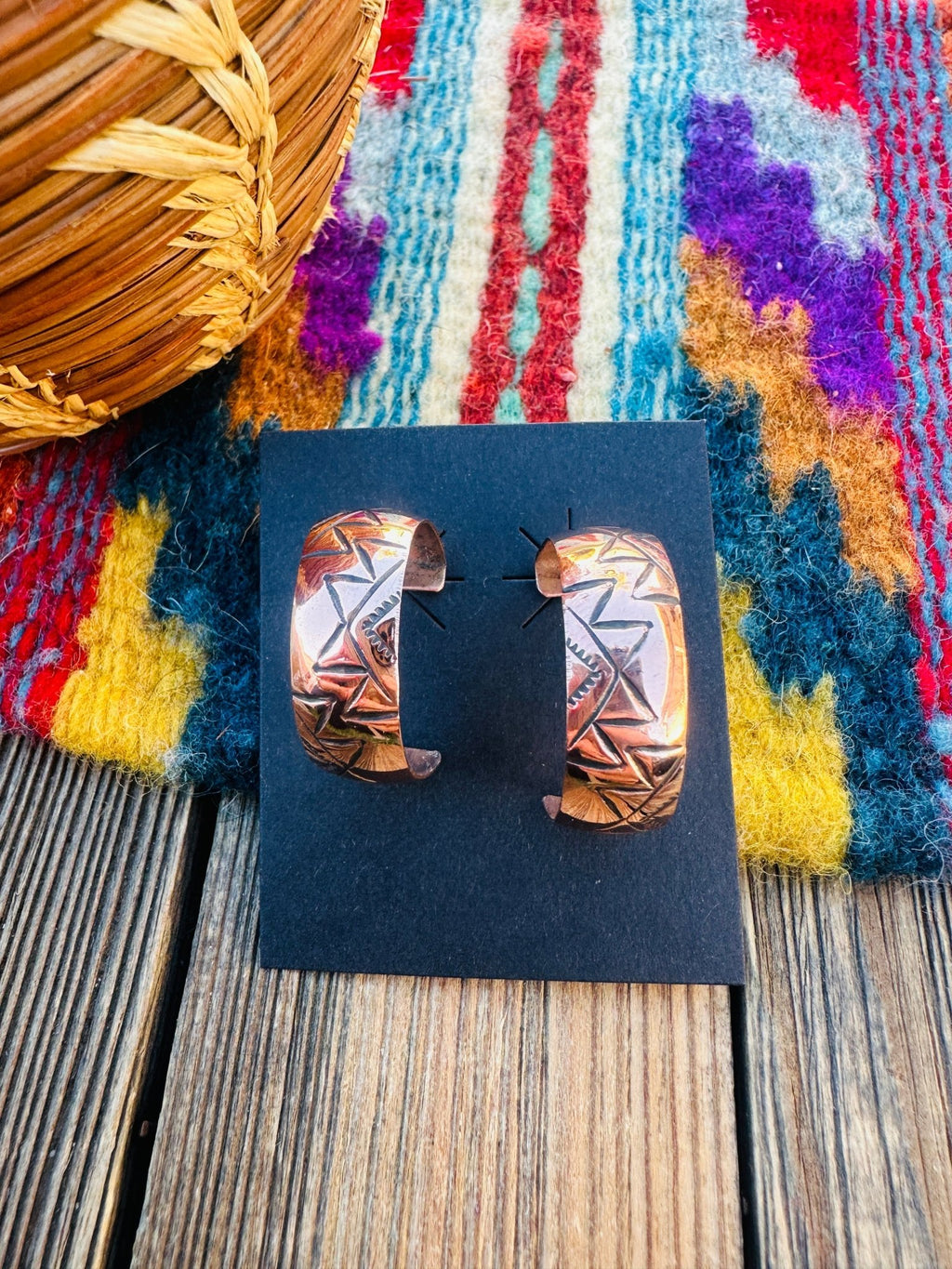 Hand Stamped Copper Hoop Earrings - Che Cose Belle