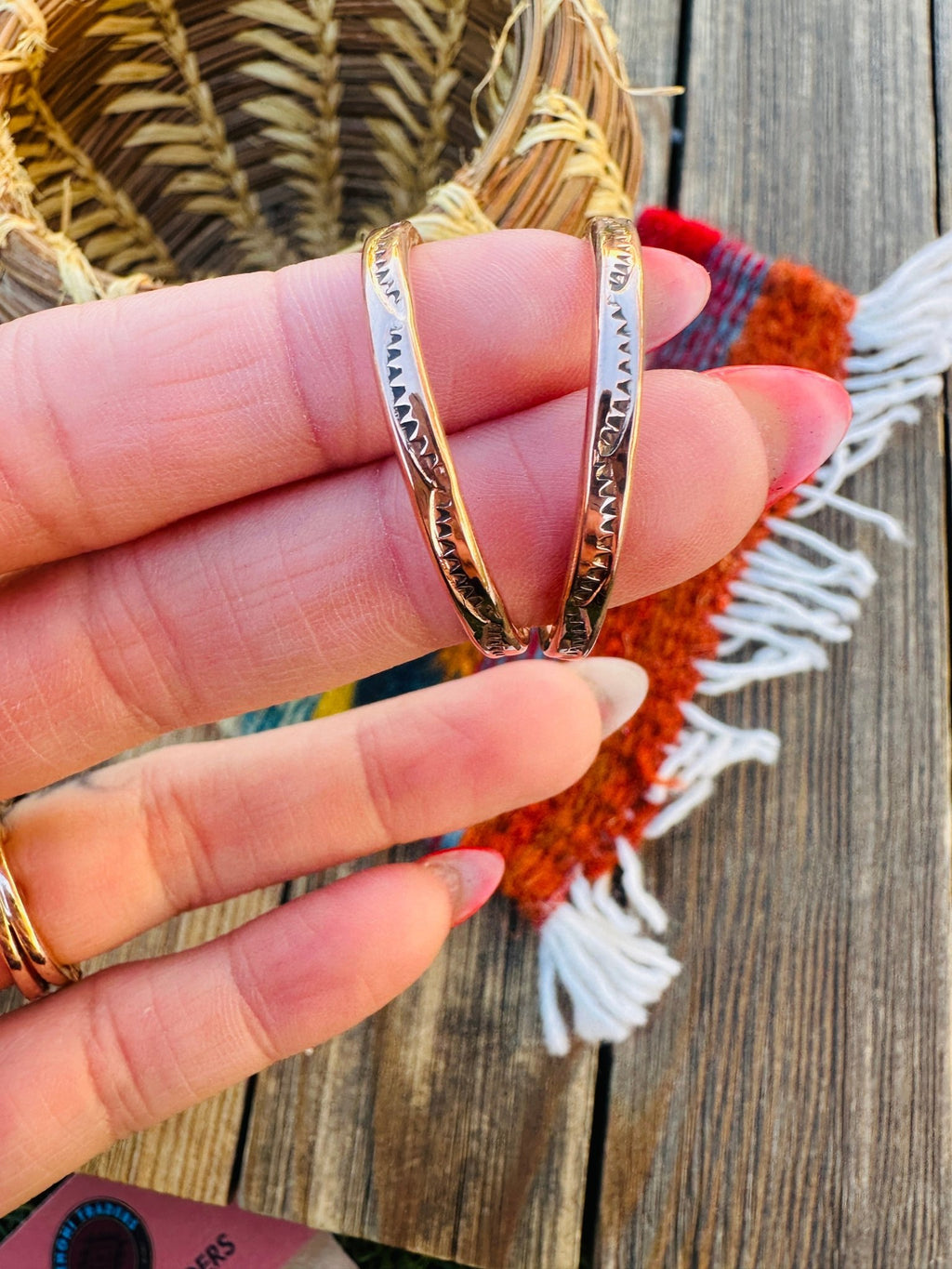 Hand Stamped Copper Hoop Earrings - Che Cose Belle