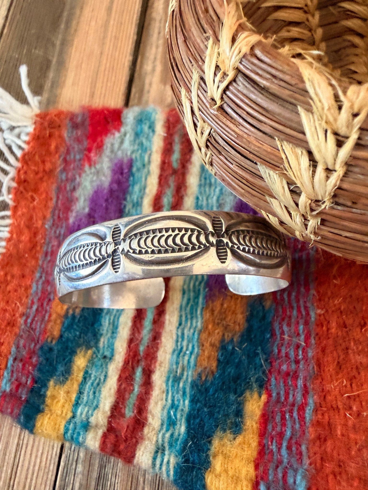 Hand Stamped Sterling Silver Cuff Bracelet - Che Cose Belle