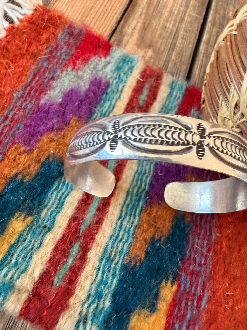 Hand Stamped Sterling Silver Cuff Bracelet - Che Cose Belle