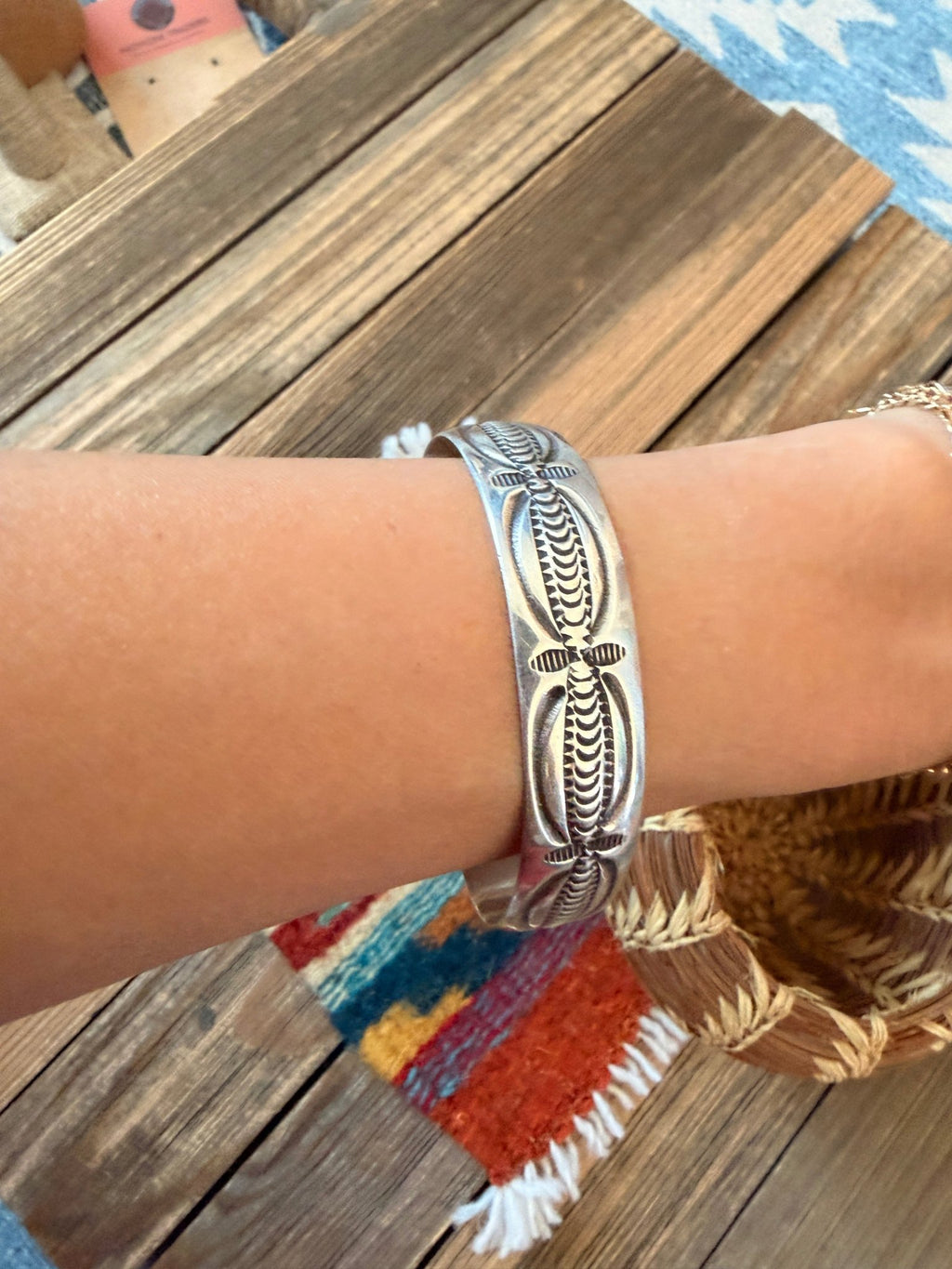 Hand Stamped Sterling Silver Cuff Bracelet - Che Cose Belle