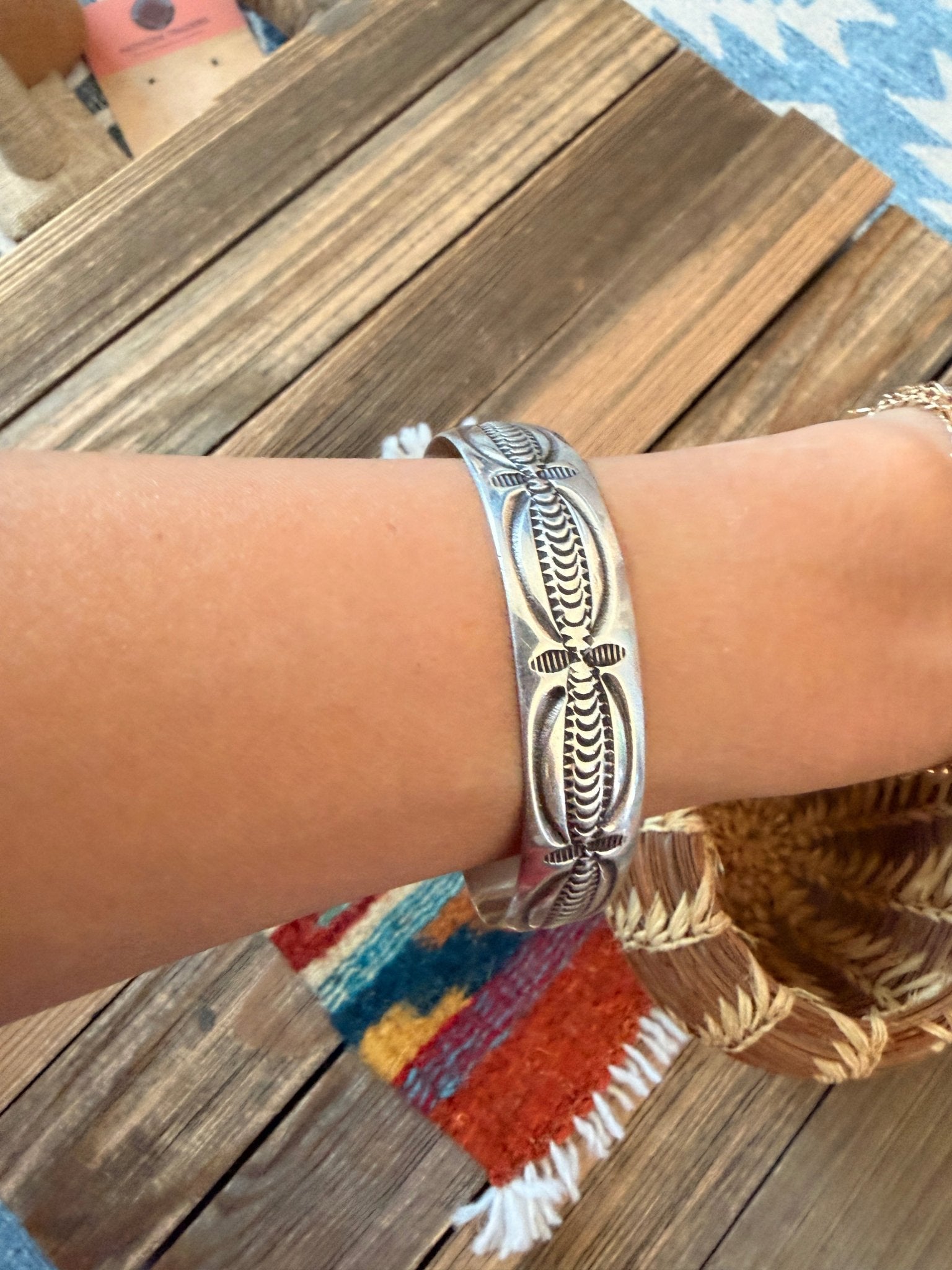 Hand Stamped Sterling Silver Cuff Bracelet - Che Cose Belle