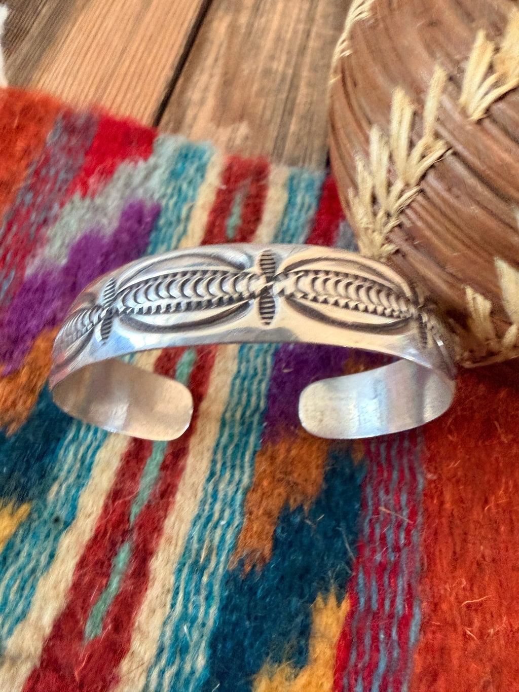Hand Stamped Sterling Silver Cuff Bracelet - Che Cose Belle