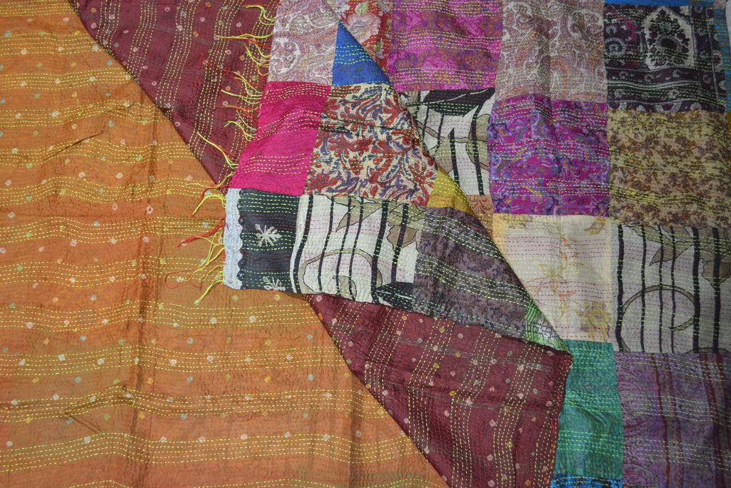 Hand Stitched Kantha Silk Vintage throw - Che Cose Belle