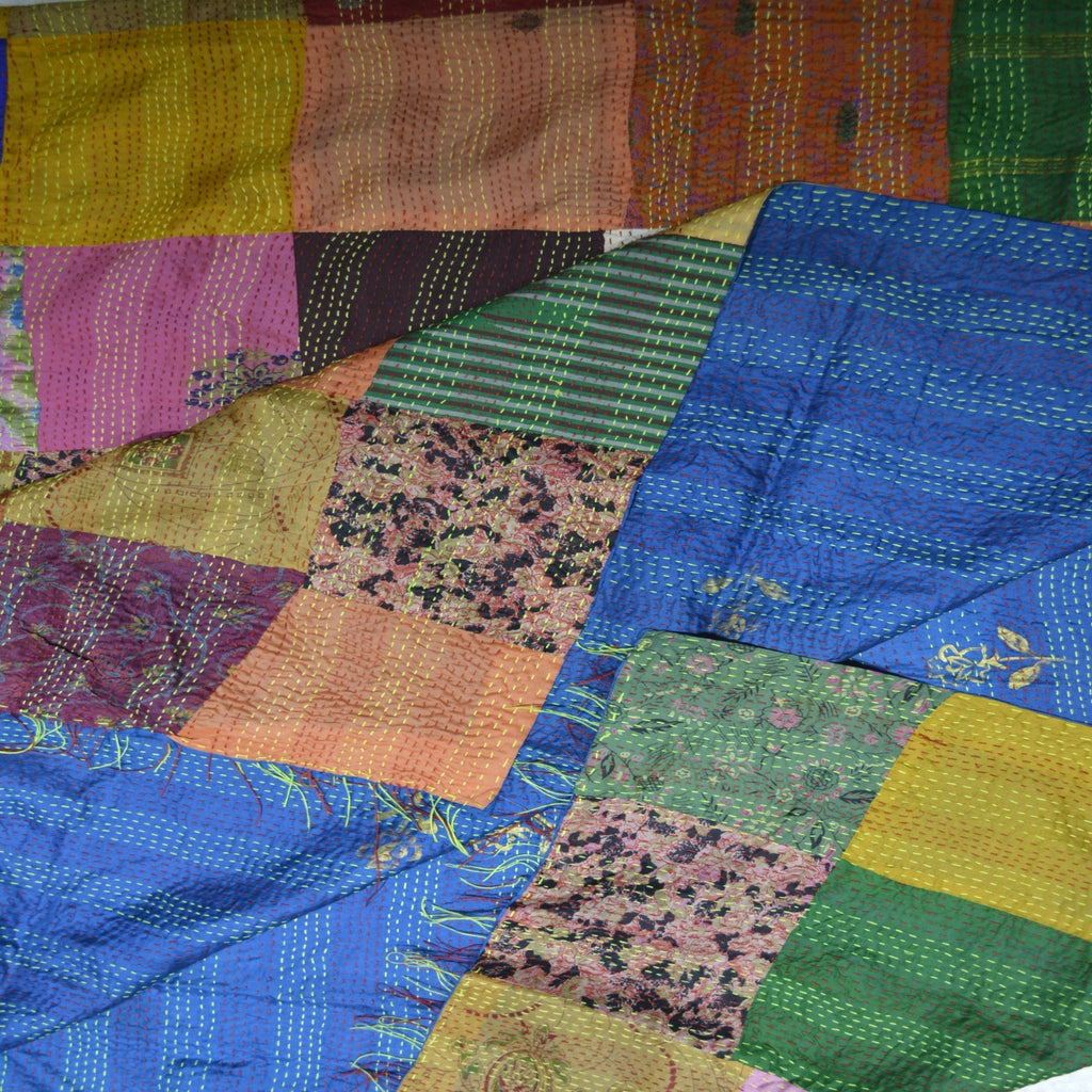 Hand Stitched Kantha Silk Vintage throw - Che Cose Belle