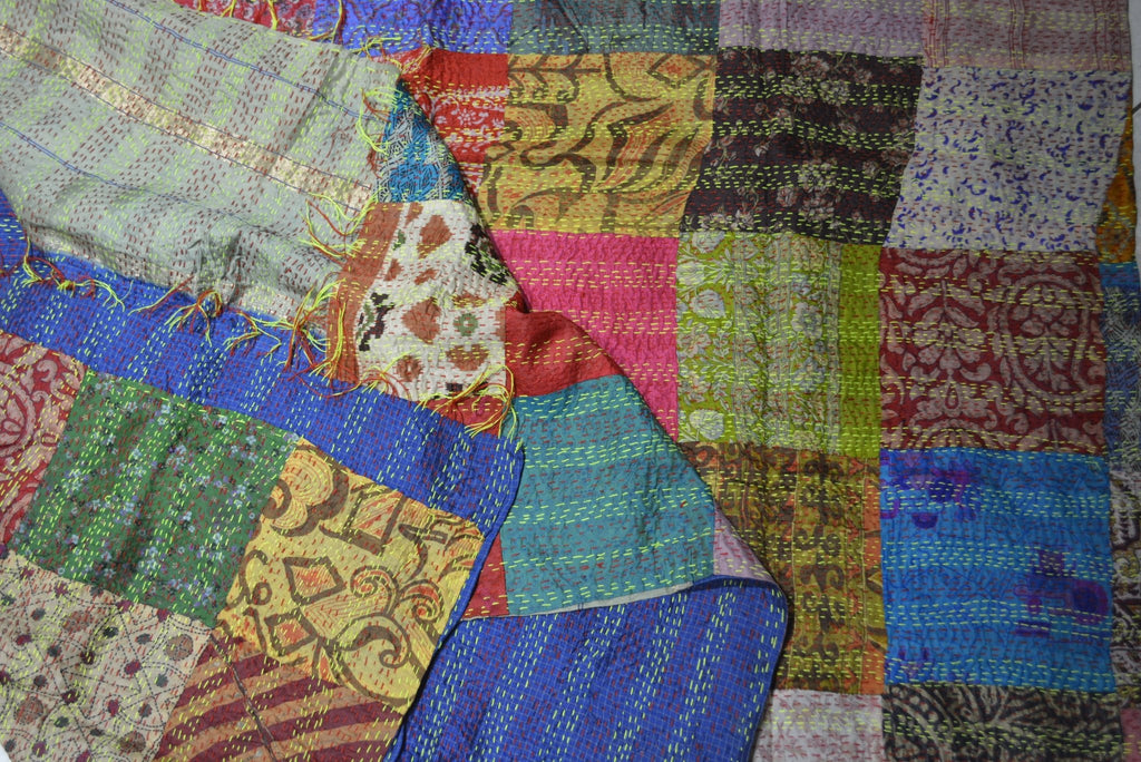 Hand Stitched Kantha Silk Vintage throw - Che Cose Belle